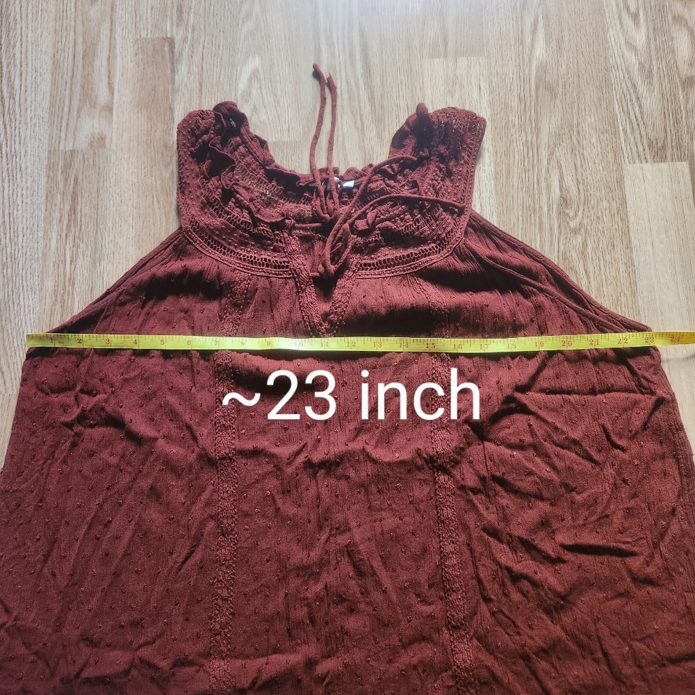 Maurices Brown and Orange Smocked Sleeveless Blouse - Picture 7 of 7